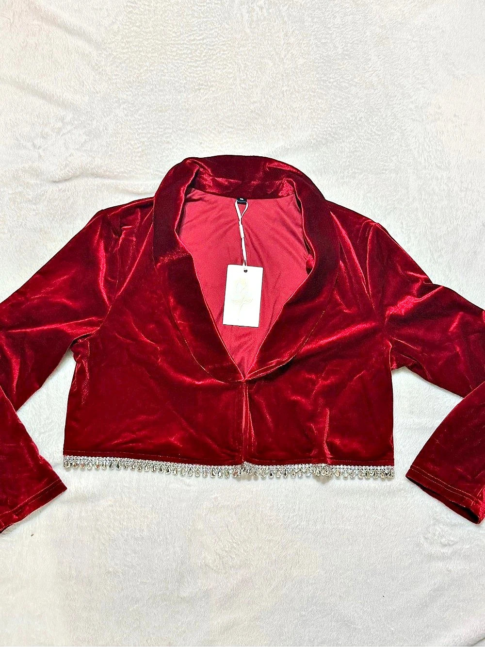 Velvet Cropped Jacket XL NWT